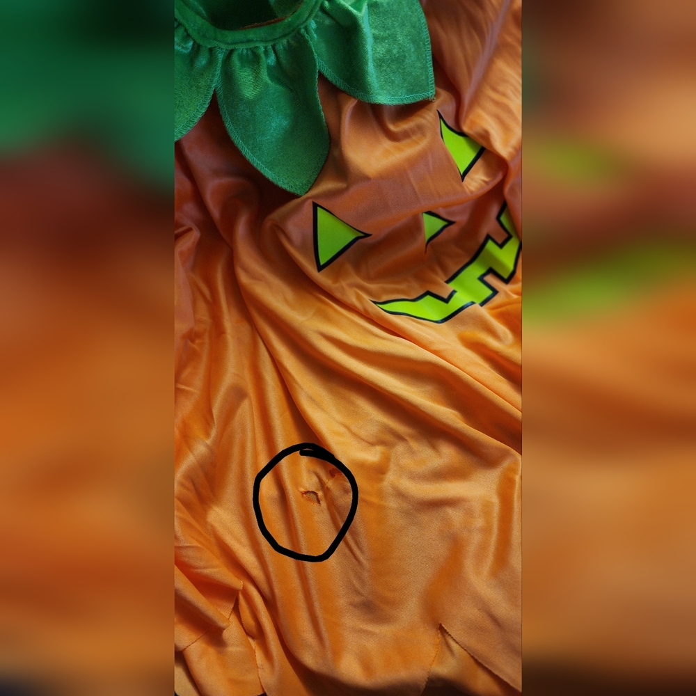 Target Pumpkin Costume for Kids - Orange and Green. Capelet & Headband. Has Flaw - Picture 6 of 9
